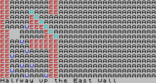 Halfway up the East Wall